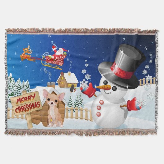 Couverture Joyeux Noël Chihuahua avec Frosty (Devant)