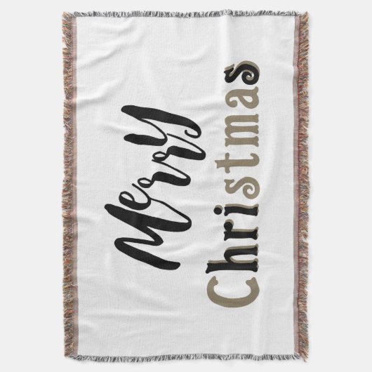 Couverture Joyeux Noël Noir & Or Texte Jeter Blanche (devant Vertical)