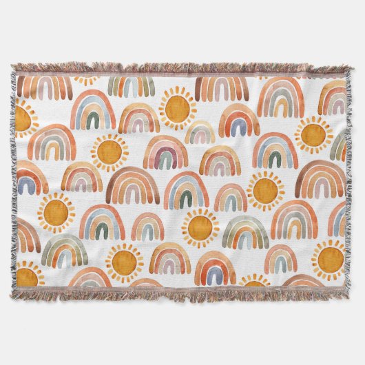 Couverture Joyeux soleil jaune et eau arc-en-ciel boho (Devant)