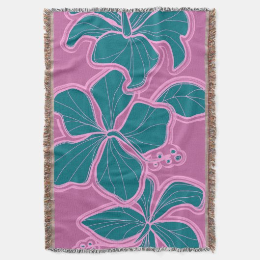 Couverture Kailua Hibiscus Hawaiian Floral Thon Blanket (devant Vertical)