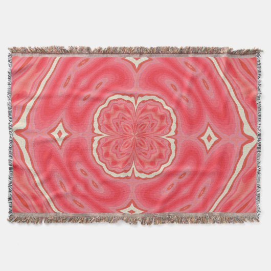 Couverture Kaléidoscope Trèfle Blanc Et Rouge Étoile (Devant)