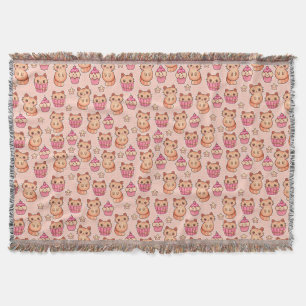 Couverture Kawaii Cute Cats and Cupcakes Motif rose