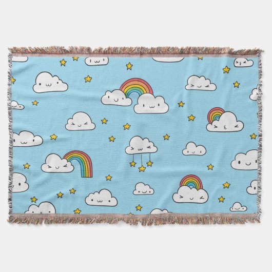 Couverture Kawaii Cute Stars Nuages et Rainbows (Devant)