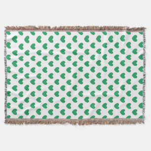 Couverture Kelly Coeurs polka vert sur blanc