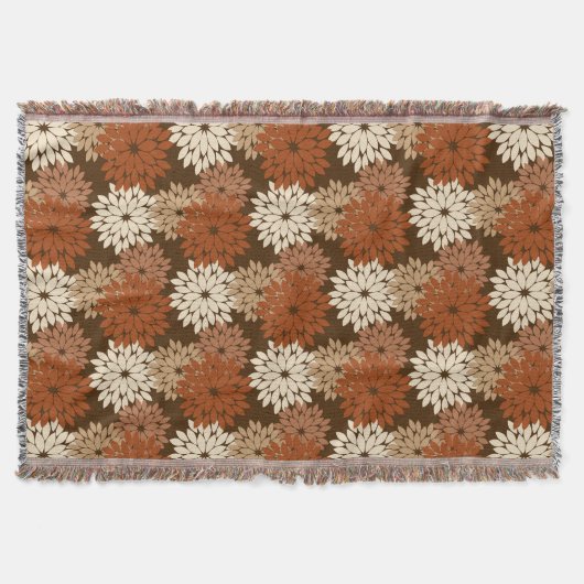 Couverture Kimono floral moderne imprimé, Brown foncé et bron (Devant)