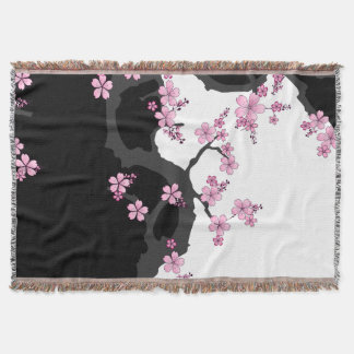 Couverture Kimono japonais Sakura noir et blanc