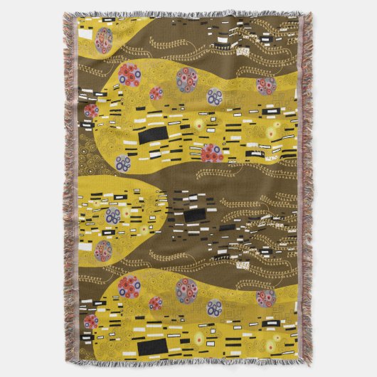 Couverture Klimt Inspiré Or Motif Art Nouveau Le Baiser (devant Vertical)