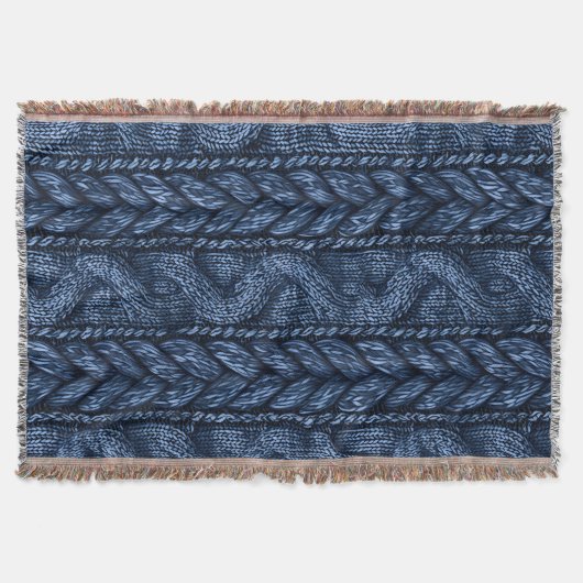 Couverture Knit Faux Faux Bleu Foncé (Devant)