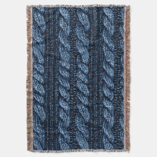 Couverture Knit Faux Faux Bleu Foncé (devant Vertical)