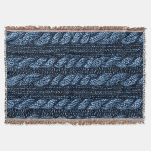 Couverture Knit Faux Faux Bleu Foncé