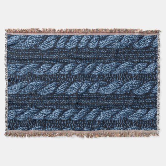 Couverture Knit Faux Faux Bleu Foncé (Devant)