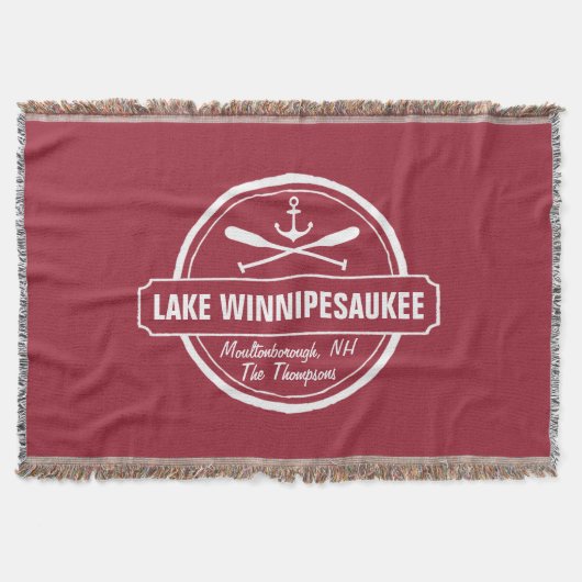 Couverture Lac Winnipesaukee NH ville personnalisée, nom, anc (Devant)