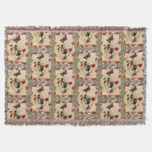 COUVERTURE LACE ANTIQUE VALENTINE, CUPIDE, AMOUREUX ET BOUTTE