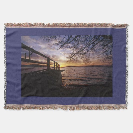 Couverture Lakeshore Sunset Lake design Blanche (Devant)