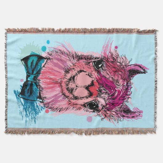 Couverture Lama rose mignon (Devant)