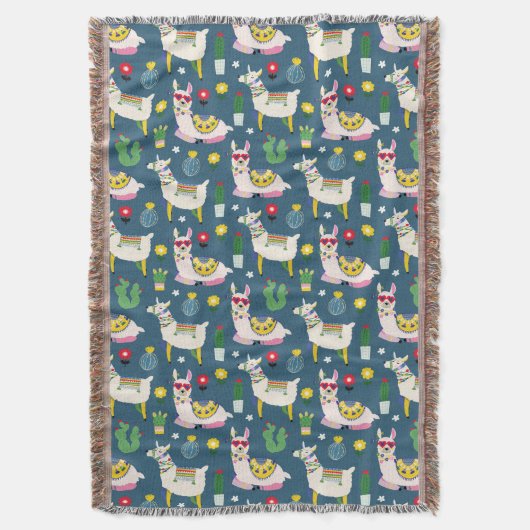 Couverture Lamas dans le motif de lunettes de soleil (devant Vertical)