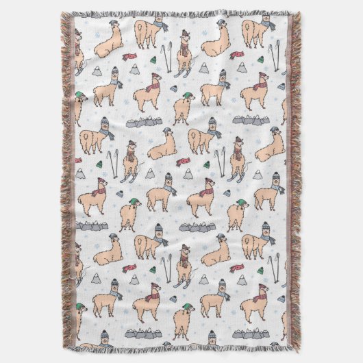 Couverture Lamas dans le motif de ski de casquettes et (devant Vertical)