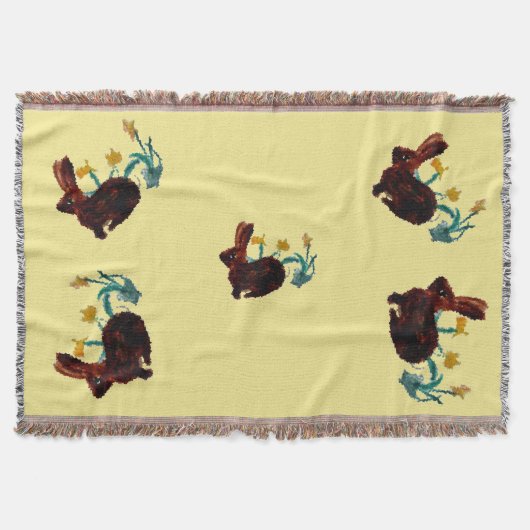 Couverture Lapin de printemps Jonquilles Personnalisable (Devant)