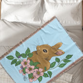 Couverture Lapin Lapin Fleurs Roses