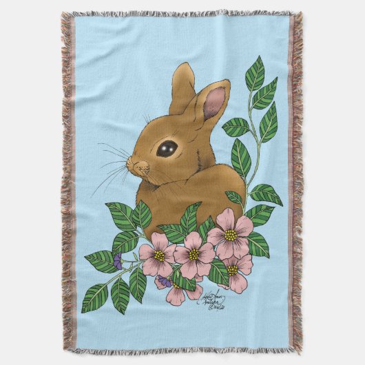 Couverture Lapin Lapin Fleurs Roses (devant Vertical)