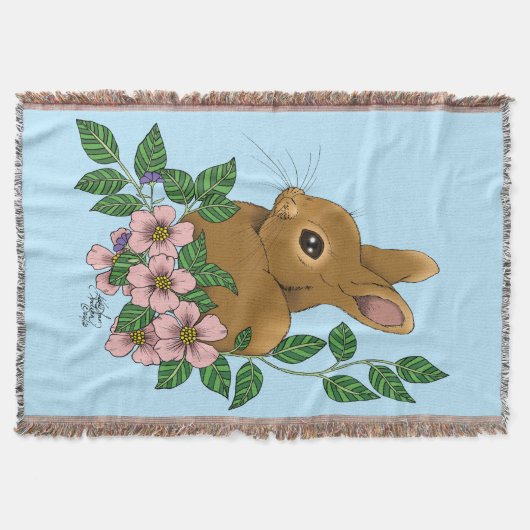 Couverture Lapin Lapin Fleurs Roses (Devant)