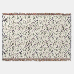 Couverture Lavande sur crème Vintage florale lanceur couvertu