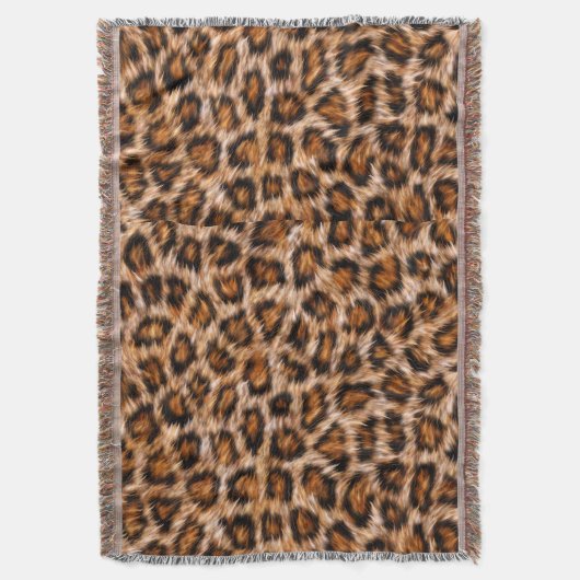 Couverture Leopard Jaguar Chat fourrure Brown Motif-24609 (devant Vertical)