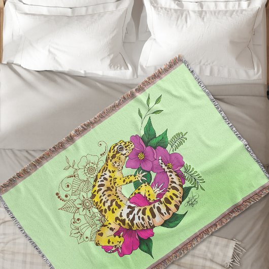 Couverture Léopard jaune Gecko Vert