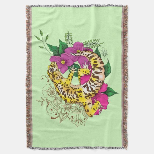 Couverture Léopard jaune Gecko Vert (devant Vertical)