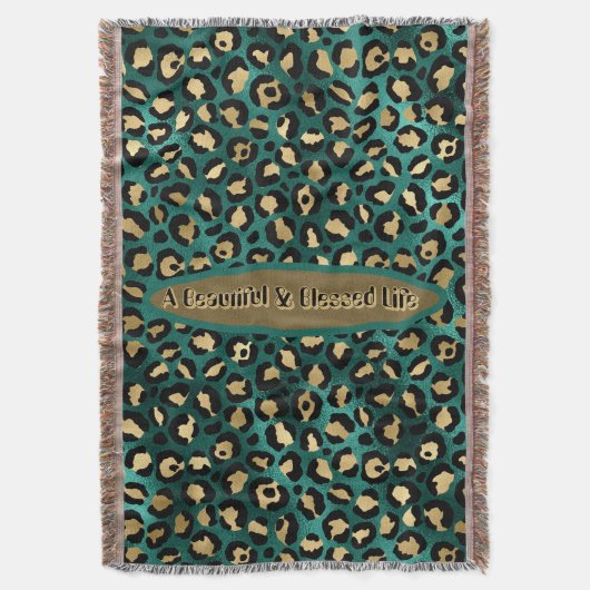 Couverture Leopard Tropical Gold Green (devant Vertical)