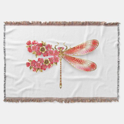 Couverture libellule de fleurs avec sakura de bijoux (Devant)
