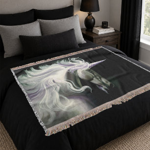 Couverture Licorne Blanche Élégante Crinière Fluide Fantaisie