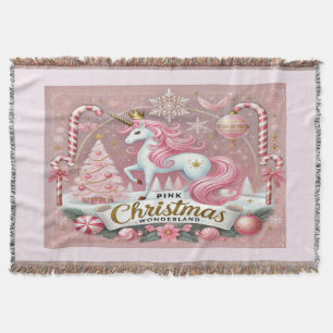 Couverture Licorne Merveilleux Noël Rose