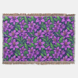 Couverture Lilias Violets Vifs Avec Feuilles Vertes