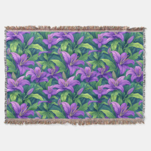 Couverture Lilias Violettes Vibrantes Avec Des Feuilles Verte