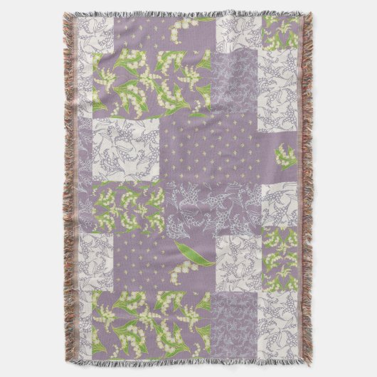 Couverture Lily-of-the-Valley Faux Patchwork Mauve (devant Vertical)