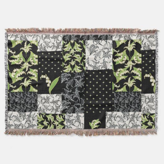 Couverture Lily-of-the-Valley Faux Patchwork noir (Devant)