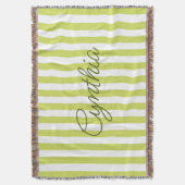Couverture Lime Pâle Moderne Rayure Personnalisée (devant Vertical)