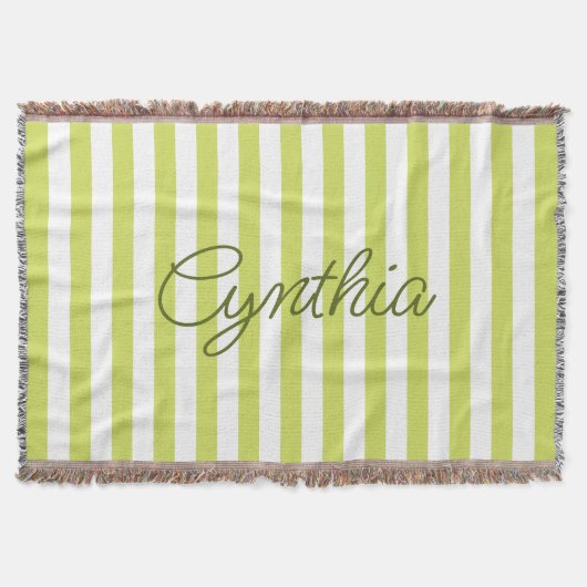 Couverture Lime Pâle Moderne Rayure Personnalisée (Devant)