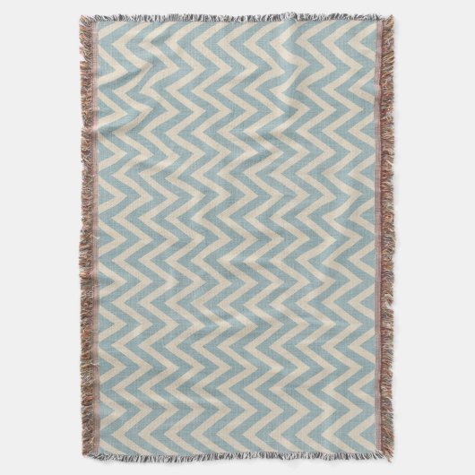 Couverture Linge rustique Beige et bleu Chevron (devant Vertical)
