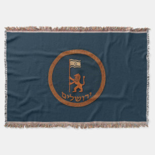 Couverture Lion Du Jour De Jérusalem Avec Drapeau