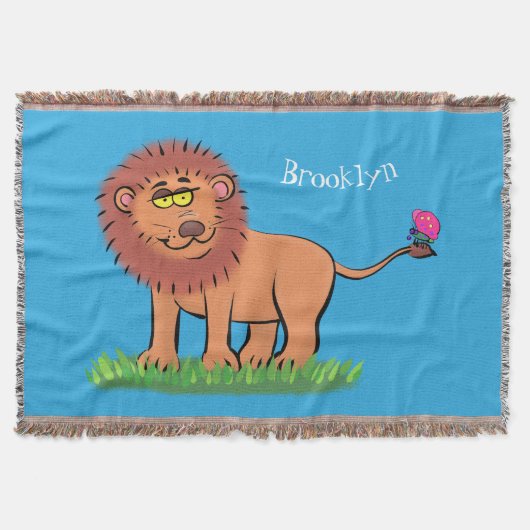 Couverture Lion joyeux avec dessin animé de papillon (Devant)