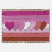 Couverture Lipstick lesbian pride flag with hearts throw blan (Devant)