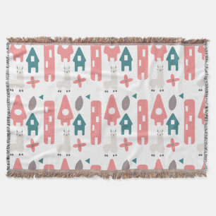 Couverture Llama Alpaga Animal Homs Vert Corail