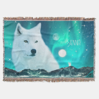 Couverture Loup arctique et nuit magique avec aurores boréale
