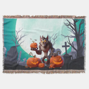 Couverture loup-garou et citrouilles d'Halloween