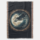 Couverture Loup vintage et lune classique (devant Vertical)