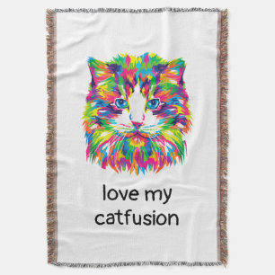 Couverture Love My Catfusion Chat Fleece Jeter Blanket