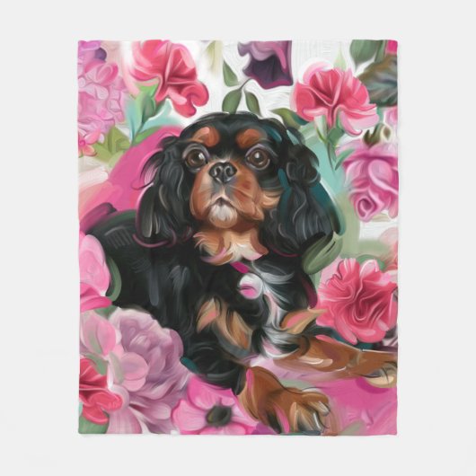 Couverture "LOVE" Noir et Tan Cavalier MOYEN (Devant)