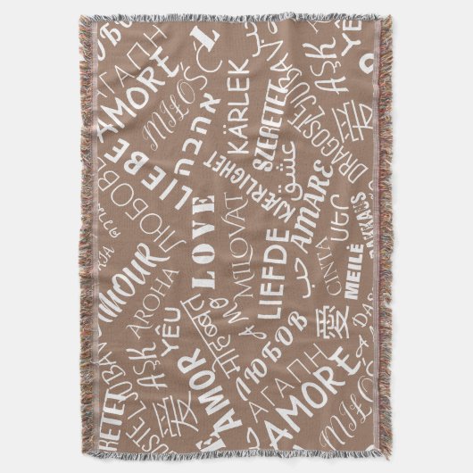 Couverture Love Text Jeter Blanket Word multilingue (devant Vertical)